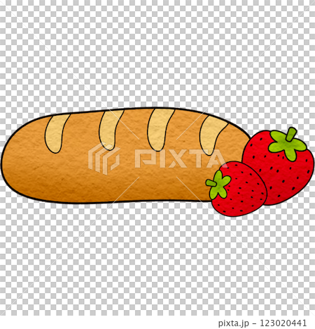 The illustration of bread with strawberry topping 123020441