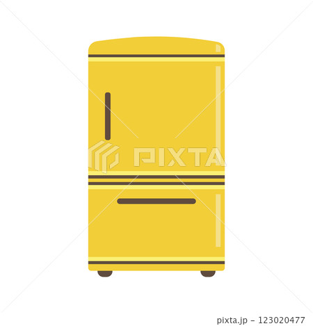 シンプルな黄色い冷蔵庫のイラスト 123020477