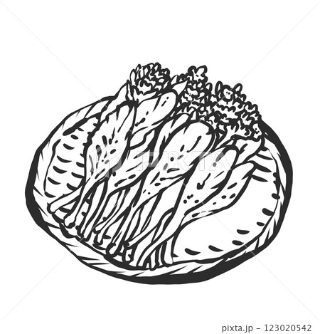 菜の花の手描き筆絵風イラスト 123020542