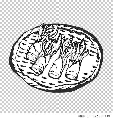 タラの芽の手描き筆絵風イラスト 123020546