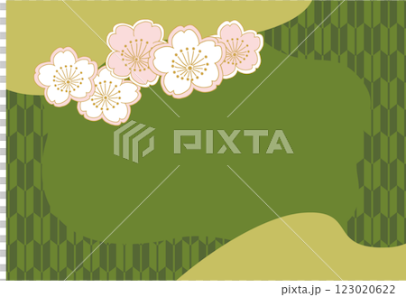 シンプルな桜と濃い抹茶色の背景素材 シンプルな桜と濃い抹茶色の背景素材 123020622