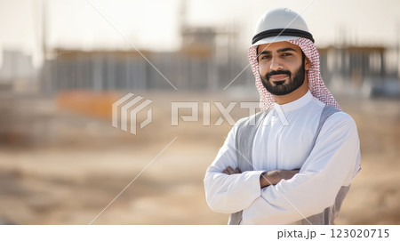 Middle Eastern engineer at a construction site Middle Eastern engineer at a construction site 123020715