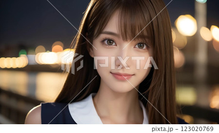 夜の街で優しく微笑む港区女子 夜の街で優しく微笑む港区女子 123020769