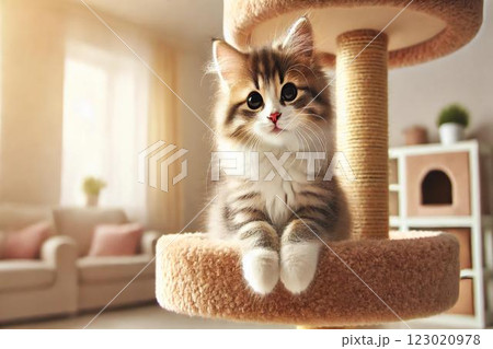 キャットタワー・猫 123020978