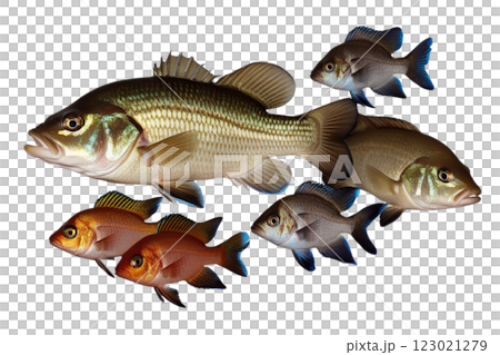 Peacock bass, Eye tail cichlids on transparency background PNG 123021279