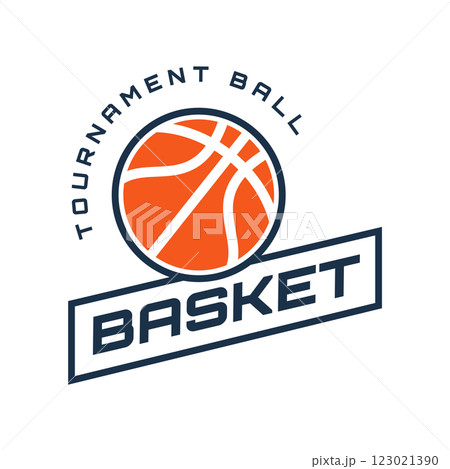 American Sports Basketball Club Logo, emblem with ball design, is a sports badge vector illustration 123021390