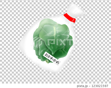 袋子裡的 okawakame 葉子的手繪插圖 123021597