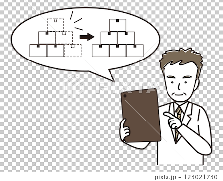 A middle-aged man managing inventory using a tablet A middle-aged man managing inventory using a tablet 123021730