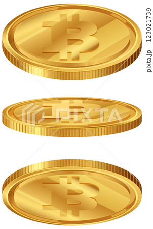 Golden Cryptocurrency Coins Illustration 123021739