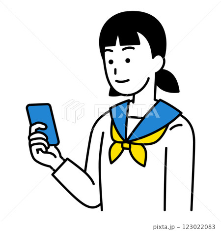 スマートフォンの画面を見ている女子学生 123022083