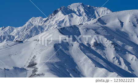 八方尾根スキー場と北アルプス　長野県白馬村 123022225