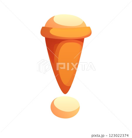 Fast food ice cream snack ABC font exclamation mark punctuation sign. Takeaway dessert English alphabet font typeface special symbol, fastfood sweets vector English ABC sign or typeset element 123022374