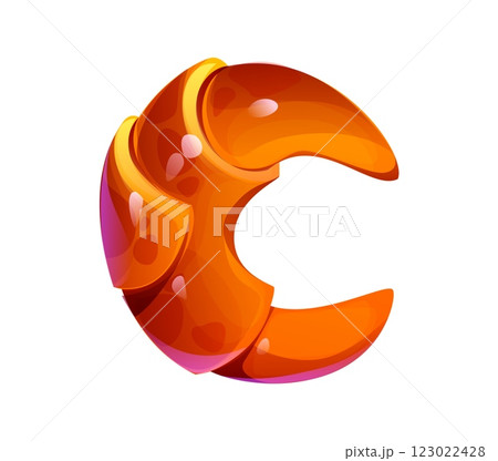 Fast food croissant meal ABC font typeface letter C. Takeaway dessert font letter, fastfood pastry vector ABC font typeset element. Alphabet letter or cafe snack English typeface symbol Fast food croissant meal ABC font typeface letter C. Takeaway dessert font letter, fastfood pastry vector ABC font typeset element. Alphabet letter or cafe snack English typeface symbol 123022428