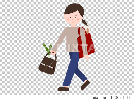 A woman holding a shopping bag A woman holding a shopping bag 123023118