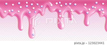 Pink candy drips with scattered pearls 123023441