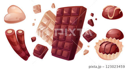 Chocolate bars and candies isolated on white Chocolate bars and candies isolated on white 123023459