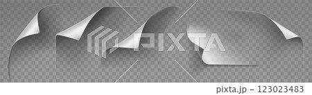 Curled paper corners set on transparent background 123023483