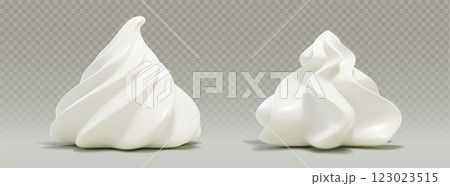 Whipped cream swirls set on transparent background 123023515