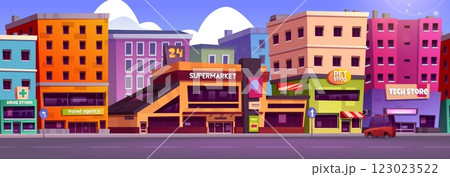 Shopping street scene illustration. 123023522