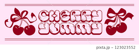 Monochrome red cherry print composition 123023552