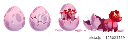 Cute red reptile hatching sequence Cute red reptile hatching sequence 123023569