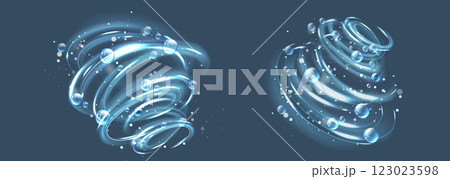 Bubble swirl effect with spiral luminous trails 123023598