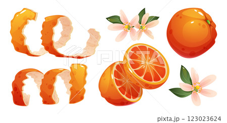 Orange set with peel twisted skin strips 123023624