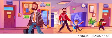 School hallway scene with walking characters 123023638