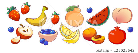 Summer fruit and berry cartoon set. 123023642