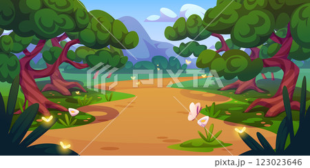 Summer mountain valley with flowers 123023646