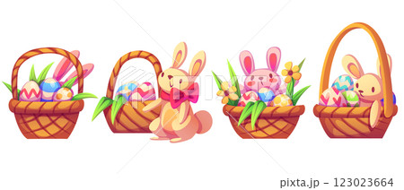 Easter baskets collection with traditional element 123023664