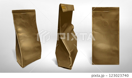 Paper coffee bag mockup set. Paper coffee bag mockup set. 123023740