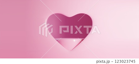 Pink podium in heart shape window 123023745