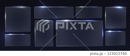 Glass frame collection with neon light edges 123023780