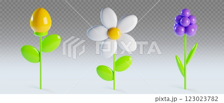3D spring clay flowers collection 3D spring clay flowers collection 123023782