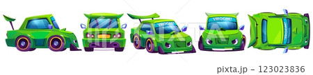 Kid race car cartoon character set Kid race car cartoon character set 123023836