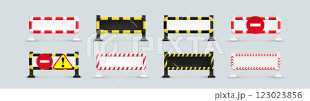 Warning road signs set isolated on background 123023856