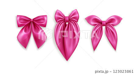 Coquette bow ribbon set of pink satin accessories 123023861