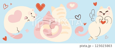 Cute cats and hearts 123023863