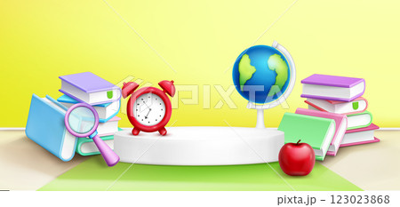 School composition with white round podium 123023868