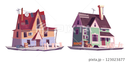 Game asset platform set of abandoned ghetto houses Game asset platform set of abandoned ghetto houses 123023877