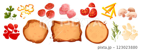Pizza ingredients set isolated on white 123023880
