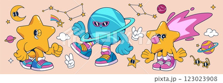 Groovy universe cartoon characters set 123023908