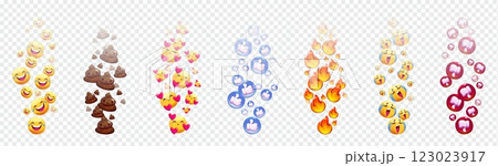 Social media reaction emoticon streams 123023917