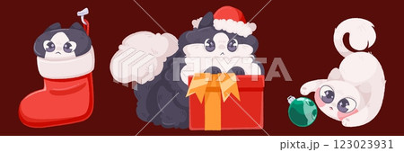 Playful Christmas cats set Playful Christmas cats set 123023931