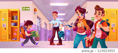 School corridor with people 123023955