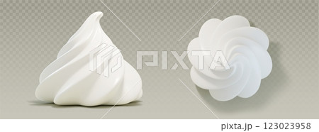 Whipped cream 3d elements top and side view Whipped cream 3d elements top and side view 123023958