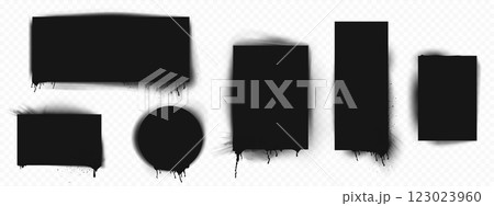 Spray stencil frames with dripping black paint 123023960