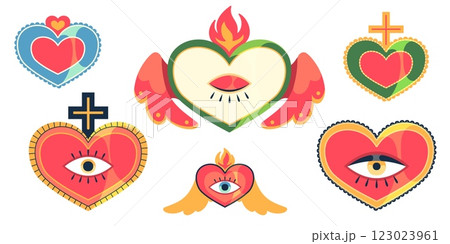 Mexican sacred hearts collection 123023961