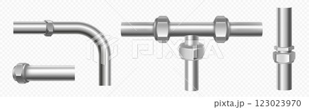 Steel pipes set isolated on transparent background 123023970